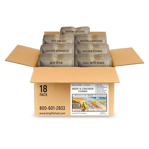 MRE Entree Variety Pack (18-Pack), Beef & Chicken, Main Courses Only
