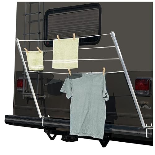 KUAFU RV Clothes Drying Rack Bumper-Mounted Clothesline Compatible with 4