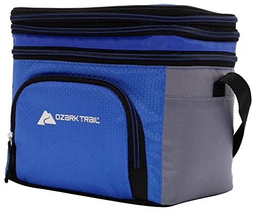 Ozark Trail Small 6 Can Cooler Lunch Bag Insulated Hot/Cold Thermal Tote Front Zipper Soft Sided For Men/Women/Work/School/Hiking/Camping/Beach, Blue #TOP1