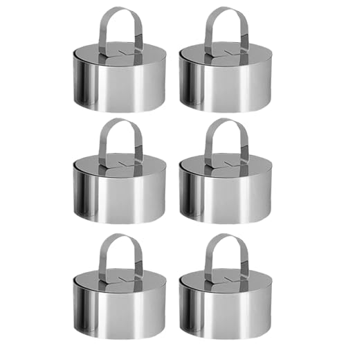 Duroecsain Set di stampi circolari per torte, 6 pezzi di stampo per dolci e dolci | 6 pezzi di utensili da forno in acciaio inox - 6 pezzi di stampaggio circolare per torte da dessert per