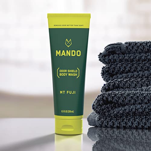 Mando Odor Shield Body Wash - Pro Sport and Mt Fuji Scents - 24 Hour Control, Removes Odor Better than Soap | SLS and Paraben Free, Skin Safe