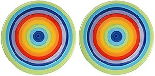 Windhorse Rainbow Striped Ceramic 18cm Side Plate (Small) (2 Plates)