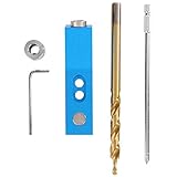 Amplia aplicación: este accesorio vertical de taladro DIY es perfecto para taladrar y posicionar con precisión puertas, solapas y manijas frontales de cajones, así como para muchas otras aplicaciones, posicionador de punzón para carpintería de muebles multiusos, dispositivo auxiliar ajustable, posicionador de orificios.
