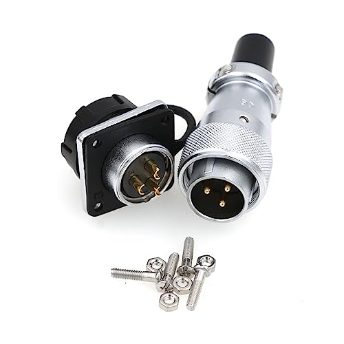 ZBLZGP WEIPU WS20 - Conector de aviación impermeable IP67 de 3 pines 25 A, montaje en panel, alimentación eléctrica, rosca de metal, conector de alimentación industrial CA CC