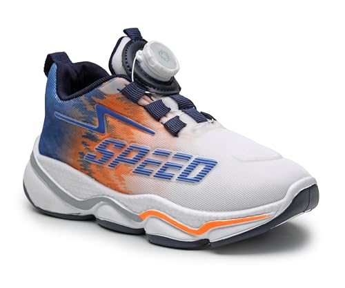 Image of Kids Auto lace-up Shoes with Rotary Dial Lock | Stylish Dual Color Tone| Sturdy Design, Cushioned Insole, Slip Resistant