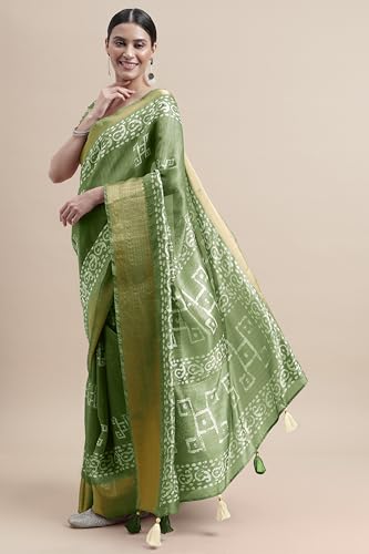 Image of MIRCHI FASHION Women Saree Cotton Silk Batik Block Printed | Breathable Office Wear and Regular Use Sari with Blouse Piece
