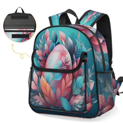Sac à dos d'école pour enfants à motif feuilles de fleurs et œufs de Pâques - 6