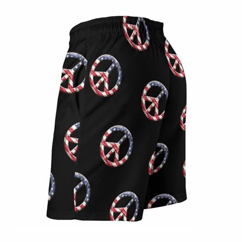 USA Flag Peace Sign Mens Swim Trunks Quick Dry Board Shorts Beach Swimwear Bathing Suits4