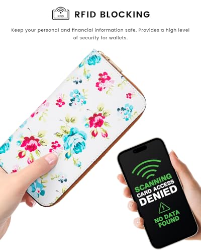 molshine Women Luxury Leather Wallets, Large Capacity RFID Blocking Ladies Long Purse Clutch with Zipper Pocket (Red & Green)2