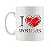 Produktbild Pixxprint I Love Sport Cars Fun Tasse, ca. 300ml Fassungsvermögen, Keramik Weiß, Spülmaschinenfest