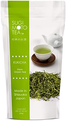 [Sugimoto Tea] Japanese Kuki Cha Loose Leaf Green Tea - Low Caffeine, High L-theanine, Authentic Flavor, Savory Umami Flavor from Shizuoka, Japan (3.5 oz x 1 Pack)