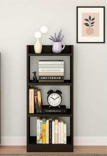 Image of Enigmatic Woodworks Wooden Open Bookshelf Multipurpose for Home Rack Showcase Organizer for Living Room I Study Room I 4-Tier I Finish-Suede DIY (Wenge) 33 * 24 * 90 CM