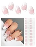 AutyaMee Semi Cured Gel Nail Strips (Elegant French), White French Tip, 20 Pcs Gel Nail Wraps, Stickers, UV Light Required, Salon Quality, Long Lasting