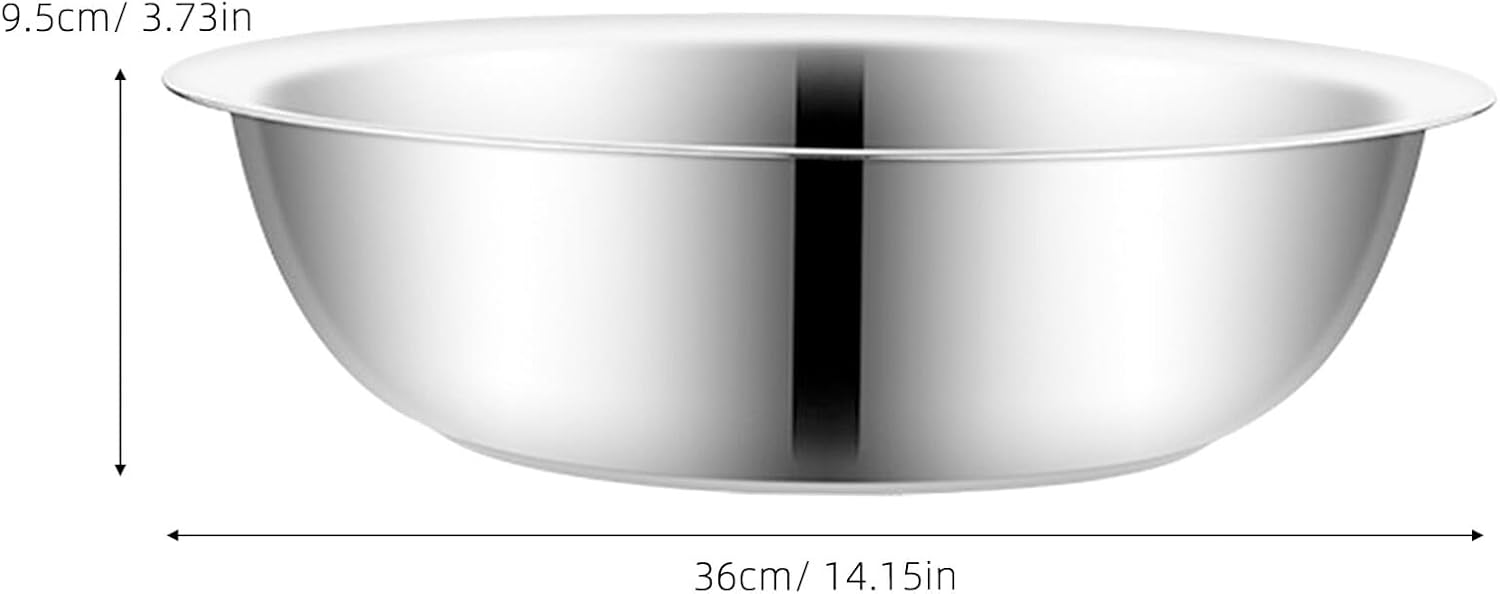 PRETYZOOM Metal Mixing Bowls Stainless Steel Basin 14 Inch Large Mixing Bowl Portable Dish Tub Foot Soak Tub Washtub Dishpan for Kitchen Bathroom