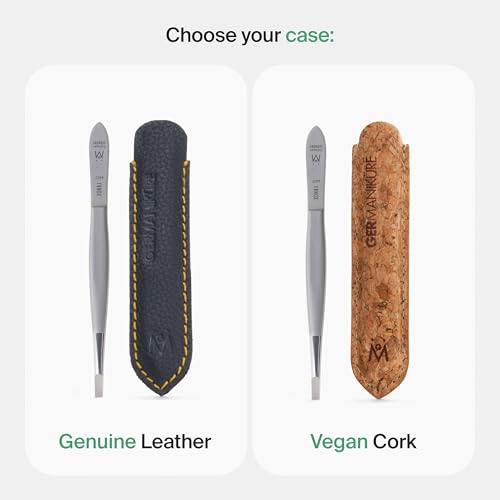 GERMANIKURE Straight Tweezers in Leather Case - Made in Solingen Germany