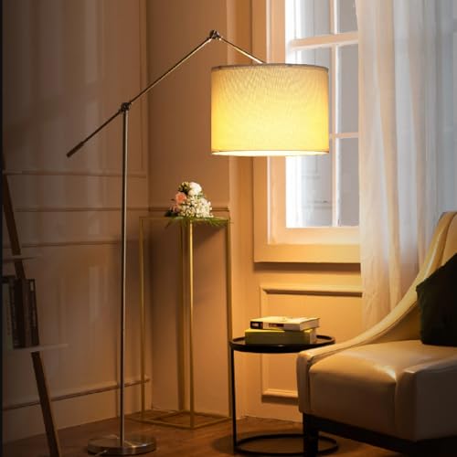 Kokowoo White Lamp Shade, Drum Lamp Shades For Table Lamps, Natural Round Linen Lampshades For Floor Lamp, Medium Fabric Cylinder Decorative Lampshade With E27 E26 E14 Adapters For Bedside Lamp Chandeliers thumb #7