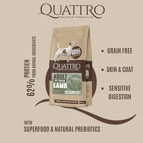 Image of Quattro Dog Food Small Breed Adult| 1.5KG | Lamb Formula | Super Premium Dry Dog Food | High Protein Nutrition | Healthy Digestion | Strong Bones & Healthy Skin & Coat