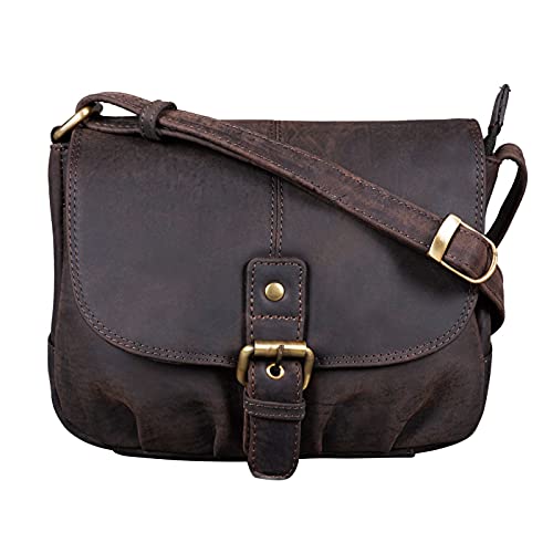 STILORD 'Iris' Bolso de Mano Piel Pequeño Mujer Bolso Hombro para Salir Noche Festa Bolso Bandolera de Auténtico Cuero, Color:marrón Oscuro Cover