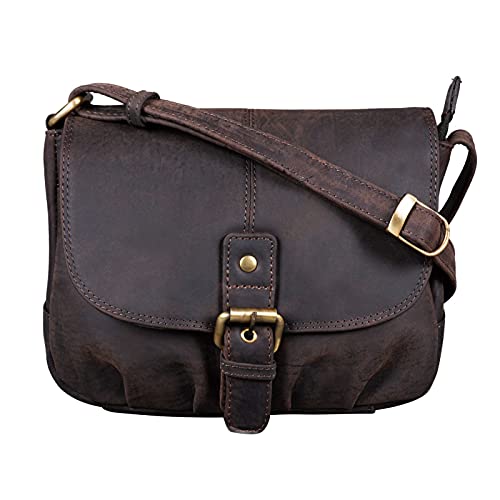 STILORD 'Iris' Bolso de Mano Piel Pequeño Mujer Bolso Hombro para Salir Noche Festa Bolso Bandolera de Auténtico Cuero, Color:marrón Oscuro