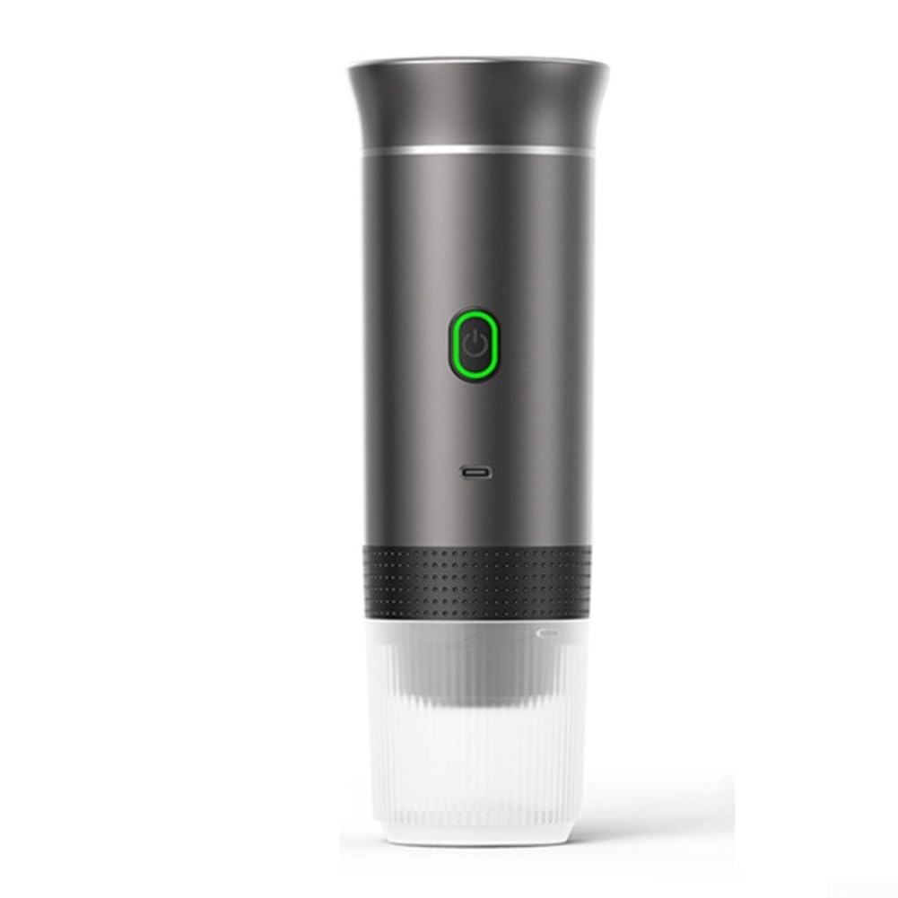Eléctrica portátil para máquina de espresso: USB-C para mini cafetera para viajes (blanco 60 ml) | Carga rápida USB-C, preparación inalámbrica, se adapta a mochilas, ideal para viajes y viajes