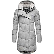 Ragwear Damen Wintermantel Warmer Steppmantel lang mit Kapuze Pavla Weinrot20 Gr. L