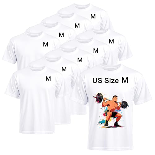 Joyclub 10 Pack Blank T-Shirts for Adults Unisex Polyester Shirts Sublimation Blanks Crew Neck Short Sleeve Shirts for Heat Transfer Vinyl Screen Printing Team Uniforms M