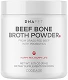 DNA PET Beef Bone Broth Powder for Dogs Supplement – Grass-Fed Beef with Canine Probiotics (Bacillus coagulans & Bacillus subtilis) - Canine Joint & Gut Wellness Support – All Breeds & Sizes – 3.17 oz