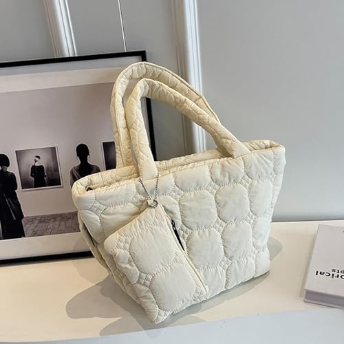 Image of Quilted Tote Bag for Women Small Puffer Purse Quilted Nylon Padding Handbag with Wallet