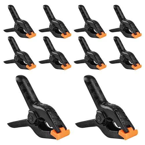 10 PCS Spring Clamps, LongYeah 4.5 Inch Plastic Spring Clips Heavy duty Backdrop Clips for Balloon Arch Photography Woodworking Crafts Tarp Clips Black