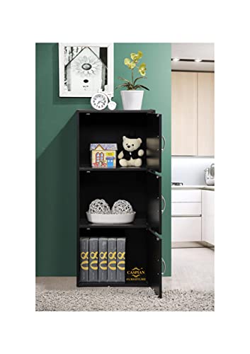 Image of CASPIAN Wooden Shoe Rack Cum Cabinet (Coffee Black) | Multipurpose Engineered Wood Storage Organizer | Furniture for Home, Living Room, Kitchen, Indoor & Outdoor Use | Book Shelf with 3 Shelves