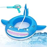 Pool Floats for Kids with Water Squirt Gun Pool Toys for Toddler Ages 3-8 Shark Pool Floaties Inflatable Rafts Water Beach Lake Party Toys Swimming Floaty for Boys Girls
