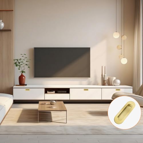 Poignée de porte coulissante encastrable et ergonomique en inox doré pour placard et tiroir - 8