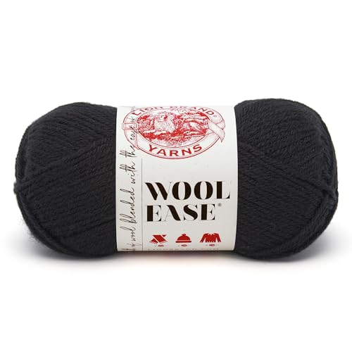 Image of Lion Brand Yarn Wool-Ease Yarn, Worsted-Weight Yarn for Knitting and Crocheting, 1 Pack, Black