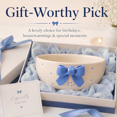 Image of Blue 3D Bow Bowl | Asthetic Bowls with Premium Quality | Perfect for Serving Dishes | Breakfast Bowl for Cereal, Soup, Noodles, Desserts,Snack, Soup | 450 Ml