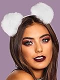 Catery Polar Bear Ears White Mouse Ear Headband Halloween Cat Ears Costume Accessories for Women
