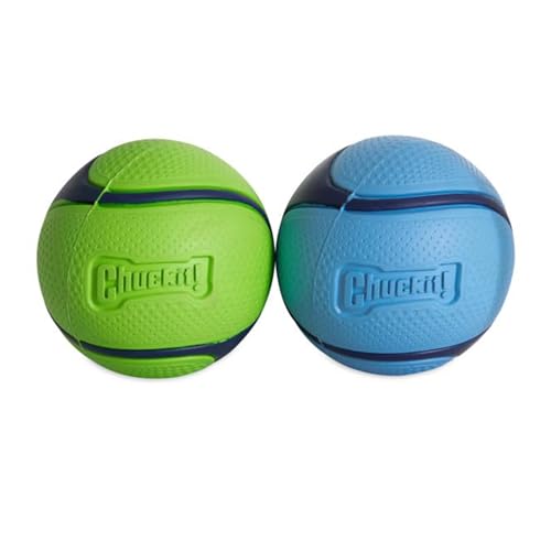 Chuckit! Sniff Ball Dog Toy, Durable High Bounce Bacon and Peanut Butter Scented Rubber Dog Ball Fetch Toy, Medium, 2 Pack image 3