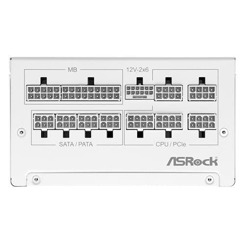 Image of ASRock Steel Legend White Edition SL-850GW 850W ATX 3.1 PCle 5.1 Full Modular 10 Years Warranty 135 mm FDB Fan iCOOL Intelligent Power Supply 80 Plus Gold Cybenetics Platinum 12V-2x6 Cable