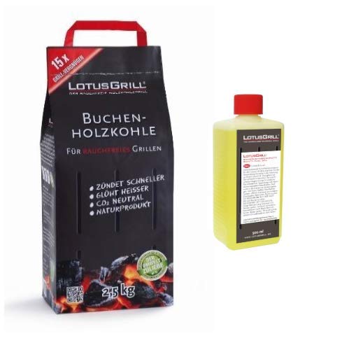 YesEatIs By LotusGrill - KIT Beech Charcoal 2,5 kg + 1 pack of 500 ml fuel gel