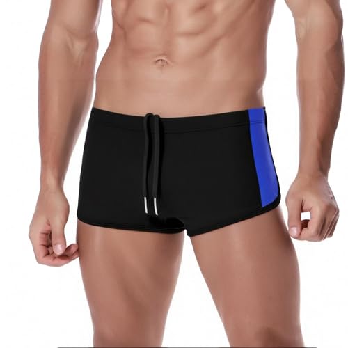 Men's Swim Trunks Low Rise Bulge Pouch Boxer Briefs Sexy Bathing Suit Swimwear Square Leg Swimsuit