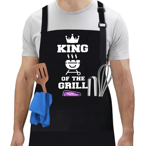 Image of flintronic Funny Cooking Apron Men Women, Waterproof Printed Kitchen Aprons for Men with Three Pockets, Adjustable BBQ Aprons for Kitchen, Restaurant, Coffee House