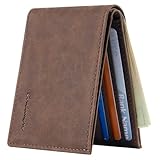 Chelmon Slim Wallet for Men ID Window with RFID Blocking Front Pocket Minimalist Bifold Bussiness Card Holder Gift for Men, CH Coffee