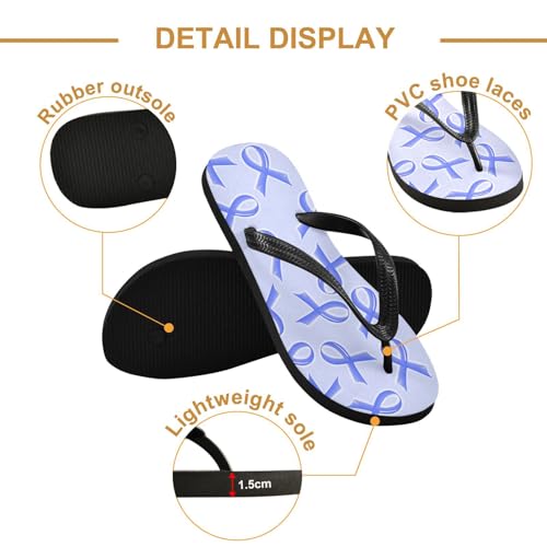 SPRIPORT Dark Blue Ribbon Slim Flip Flops for Women Men Comfortable Casual Thong Cushion Sandals with Non-Slip Rubber Sole Outdoor Sandals for Summer Walking Beach XXL2