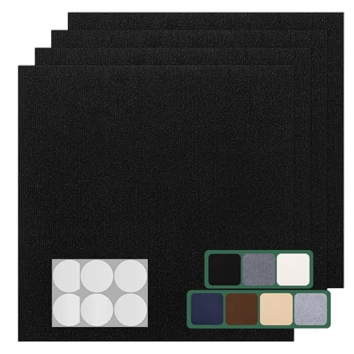 VallisCo Carpet Tile 20 Pack 24” X 24” Self Adhesive Carpet Floor Tiles Anti-Slip Squares Peel and Stick Floor Tilel DIY Installation for Bedroom(Black)