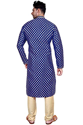 SK105 Men's Blue Kurta Pajama Set Wedding Kurta Pyjama Indian Party Suit4