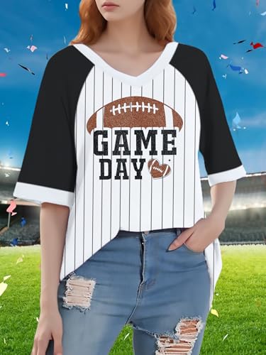 Football Shirts for Women Oversized Game Day Shirt Football Mom Tshirt Funny Graphic Sunday Tee Funday Sport Season Tops4