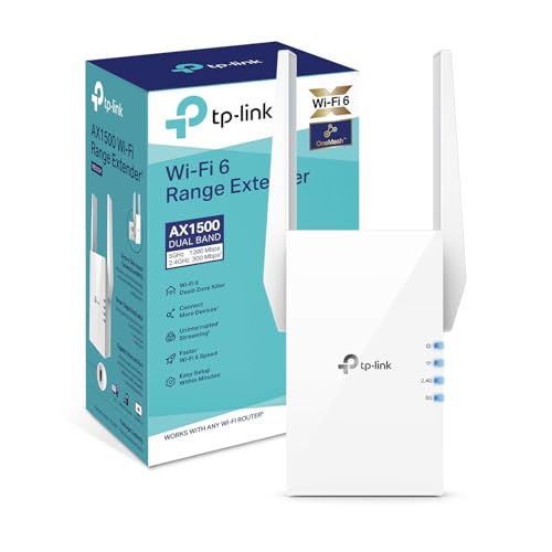 New TP-Link RE505X WiFi 6 Extender Booster AX1500 Dual-Band WiFi Repeater with Gigabit Ethernet EasyMesh Compatible Access Point Mode App Setup