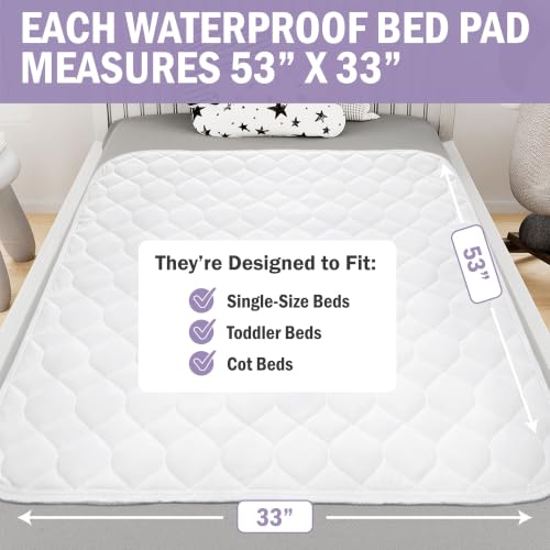 Image of Lynmark Toddler Potty Training Bed Pads - Double, 1 Pk White 53x33 | Waterproof Bedwetting Pee Protector Mat for Kids, Non-Slip Reusable & Washable Incontinence Mattress Sheet Absorbs Up to 1.8L