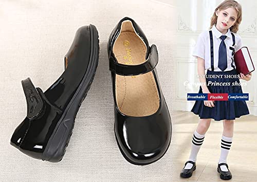 Wuiwuiyu Little Big Girls Performance School Uniform Dress Mary Jane Flats Shoes Black Size 13 #TOP1