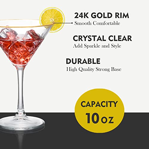 Martini Glasses, Gold Rim Coupe Glasses Set Of 2, Lead-Free Crystal Cocktail Glasses, Modern Design Coupe Martini Glasses, Crystal Champagne Glasses, Margarita Glass Set For Bar, Fancy Goblet Gift Set #TOP4