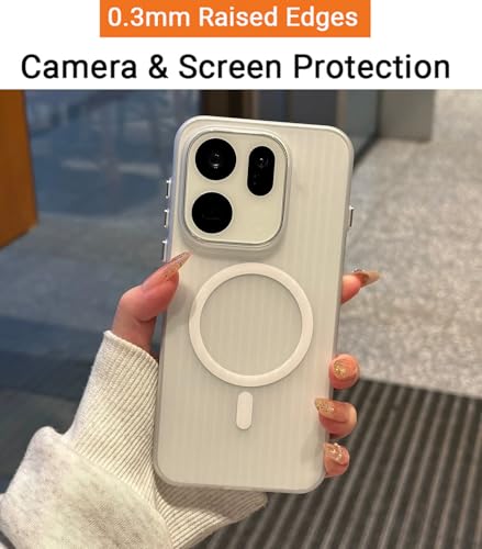 Image of Kapa Wave Magnetic Frosted Grip Back Cover for Oppo Find X9 | [MagSafe Compatible] Wireless Charging, Slim, Metal Buttons Matte Finish Back Case (White)